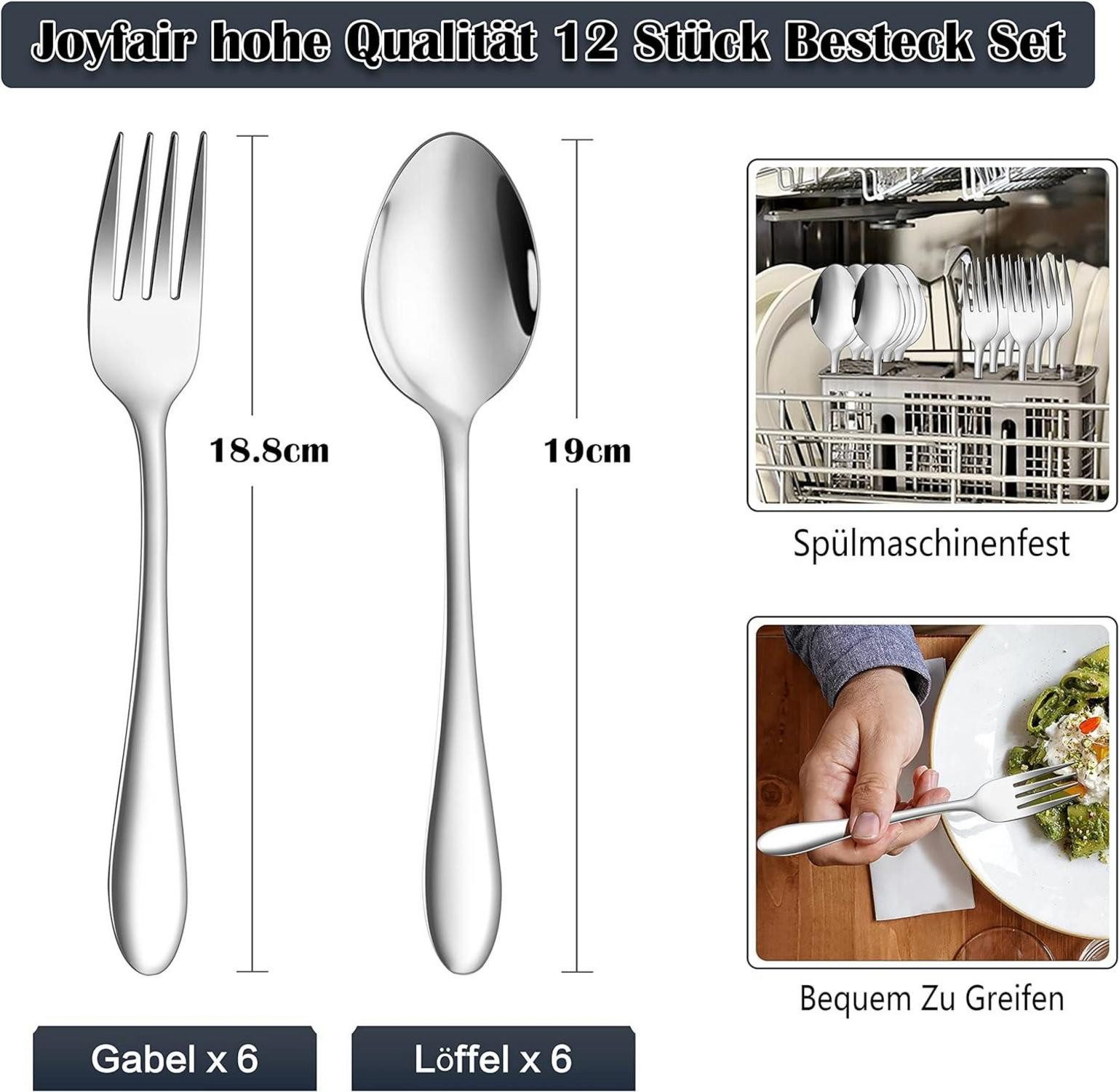 LuxusKollektion Kochbesteckhalter Edelstahl Besteck Set 12-teilig günstig online kaufen