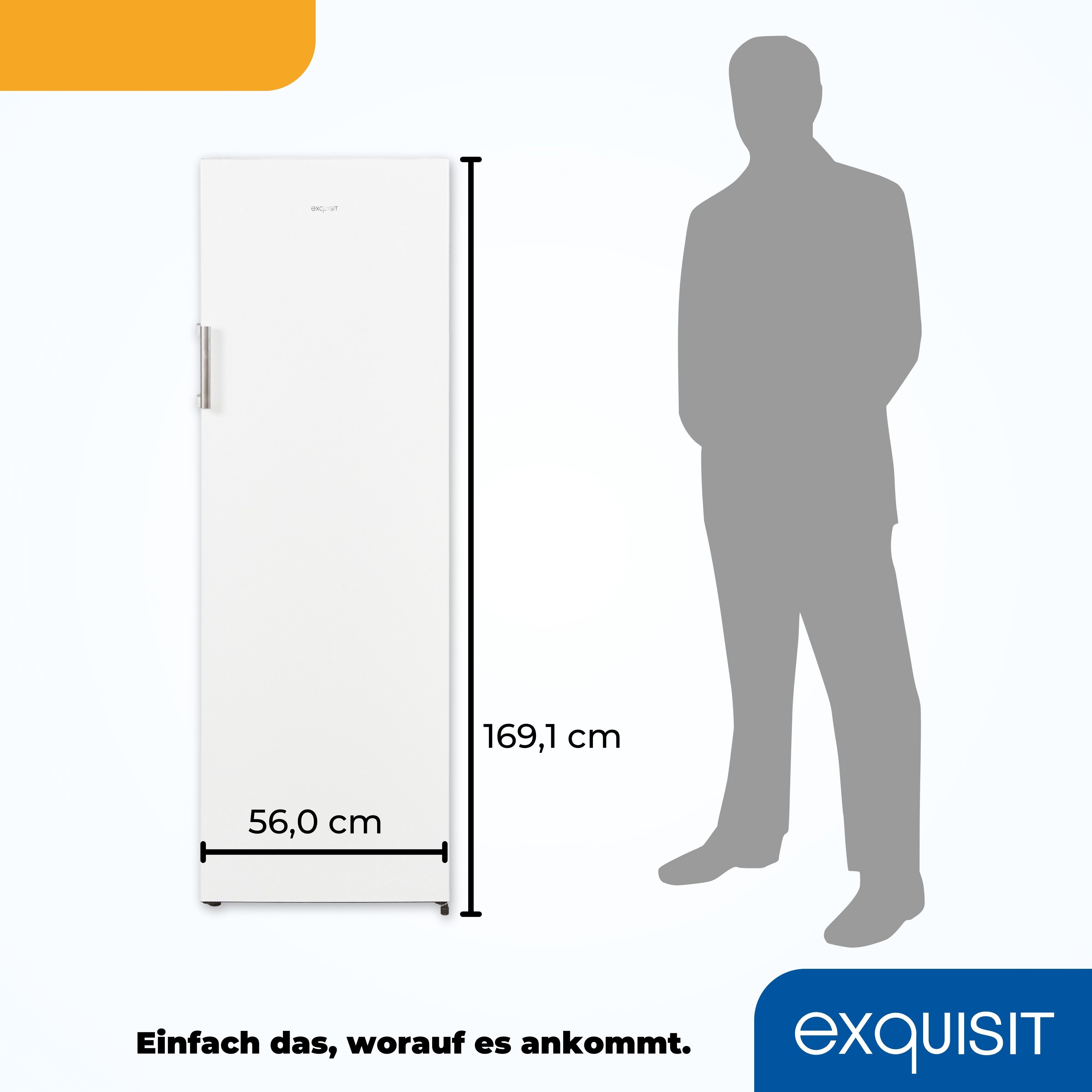 exquisit Gefrierschrank GS271-NF-H-010E weiss, 169,1 cm hoch, 55,9 cm breit, 4*-Gefrierschrank No Frost mit LED-Anzeige & praktischem Griff