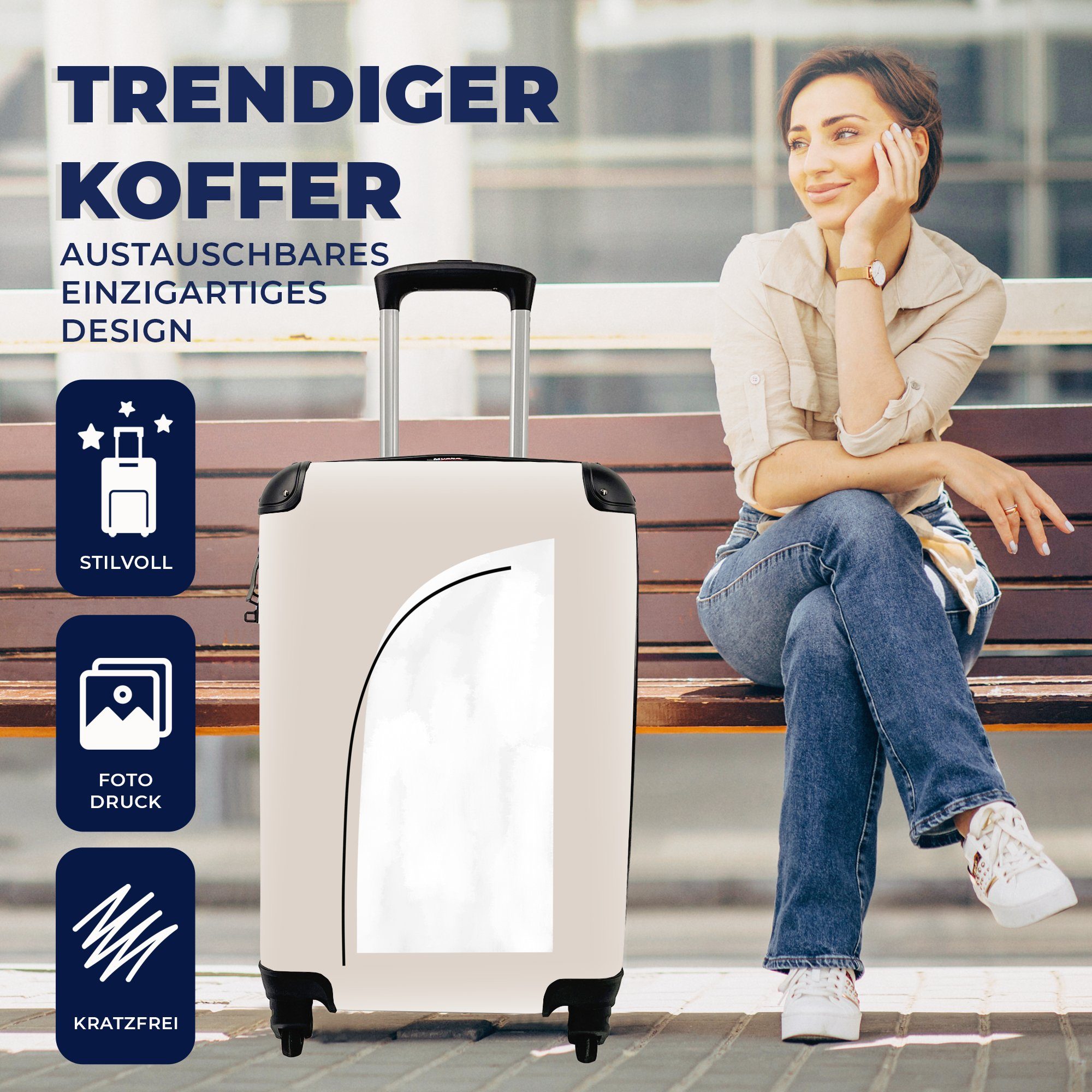 Rollen, mit Reisetasche Ferien, - Handgepäckkoffer - Trolley, rollen, für 4 Handgepäck Pastell Abstrakt Reisekoffer Design, MuchoWow