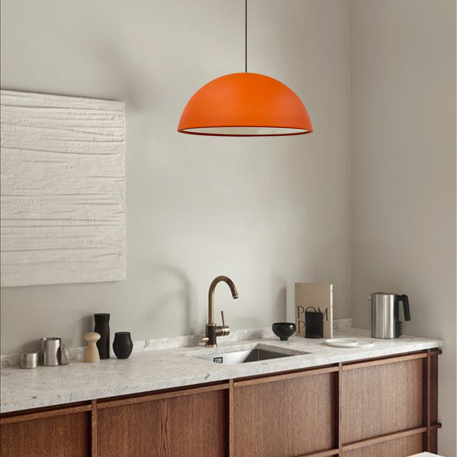 Lampe, Modern Leuchtmittel Orange ohne Hängelampe Lipeo Bamyum I cm Ø50 Bamyum Groß I Pendelleuchte Pendelleuchte