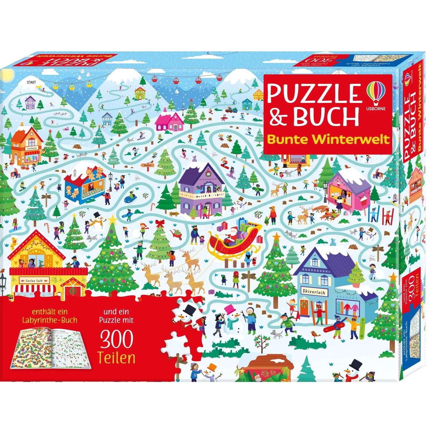 Usborne Verlag Puzzle Puzzle & Buch: Bunte Winterwelt, 300 Puzzleteile