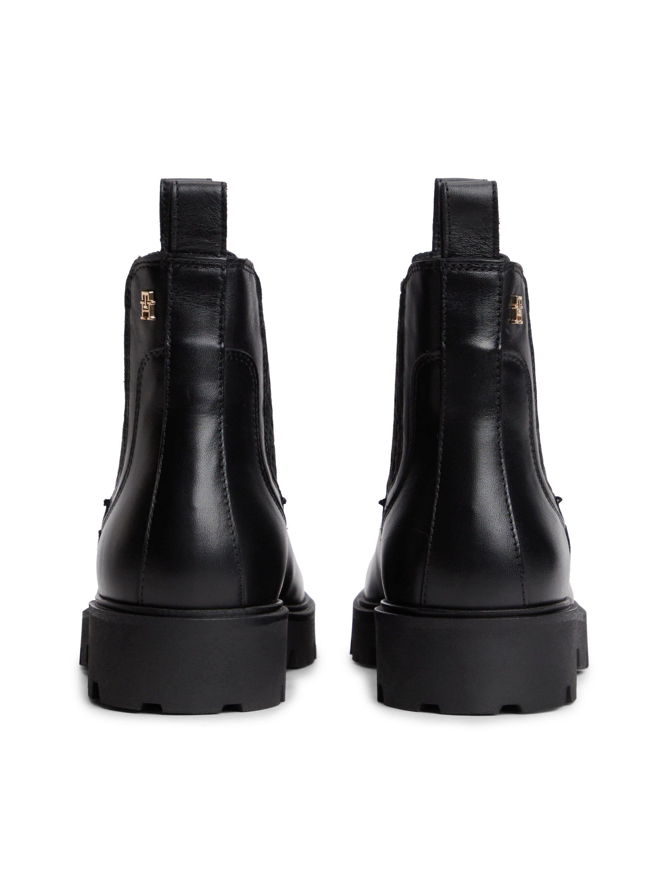 Tommy Hilfiger TH MONOGRAM LEATHER CHELSEA BOOT Chelseaboots Blockabsatz, Schlupfboots, mit beidseitigem Stretcheinsatz – Bild 3 von 5