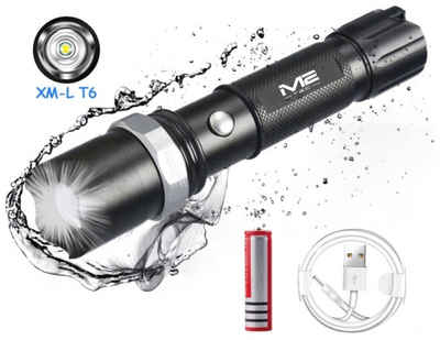 M2-Tec LED Taschenlampe 007 (Inhalt, 1-St., 1 Taschenlampe inkl. 2 Akkus), 2x Akku, Aluminiumgehäuse, Wasserfest
