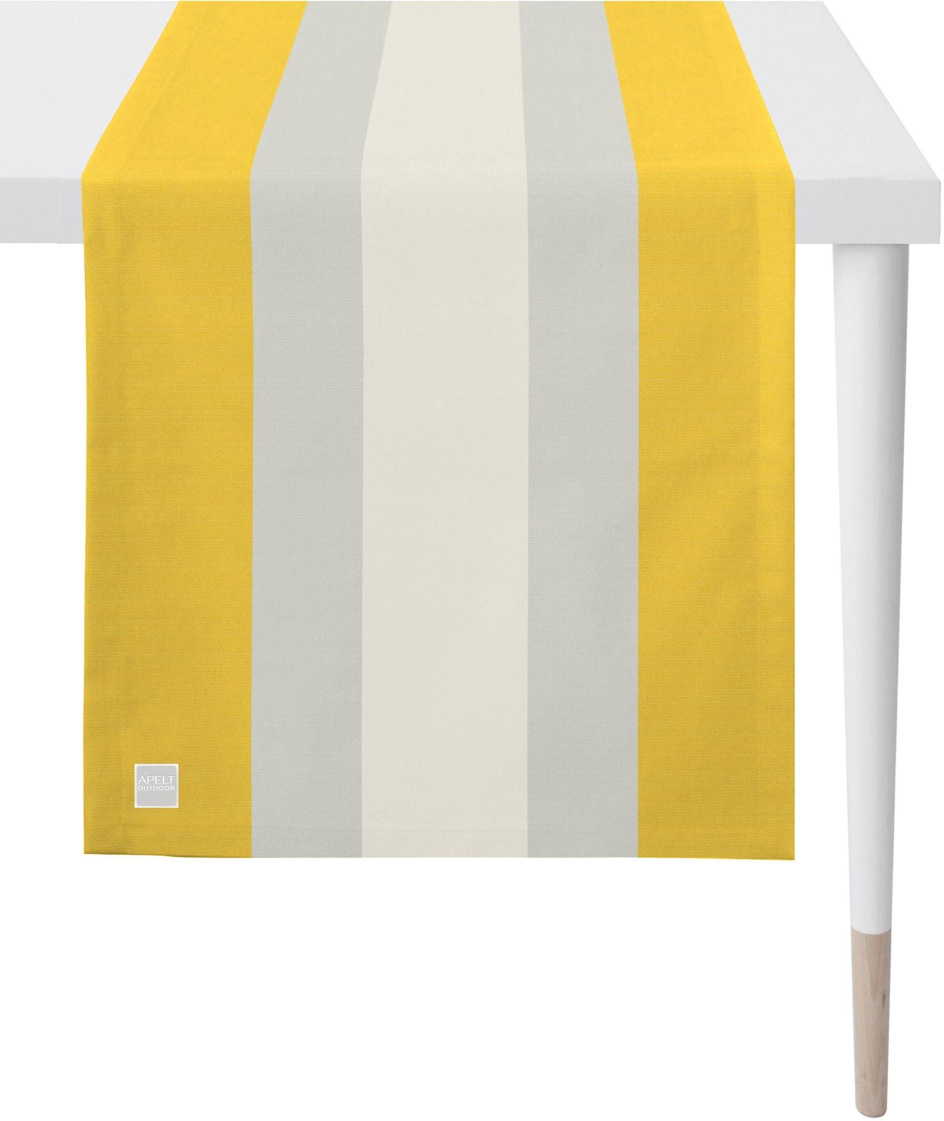 APELT Tischläufer 3962 Outdoor, Sommerdeko, Sommer (1-tlg), Panamastreifen gelb