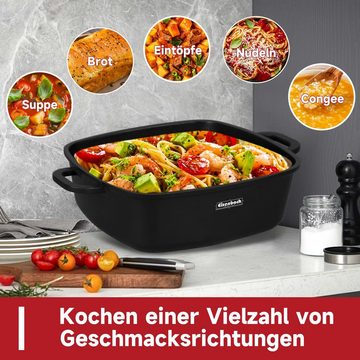 Eisenbach Topf-Set Induktion 6tlg, 2,8+4,5+6,5L Kochtopf Set mit Glasdeckel, Aluminium (Für alle Herdarten, auch Induktion, 6-tlg., Quadratischer Topf), induktionsgeeignet