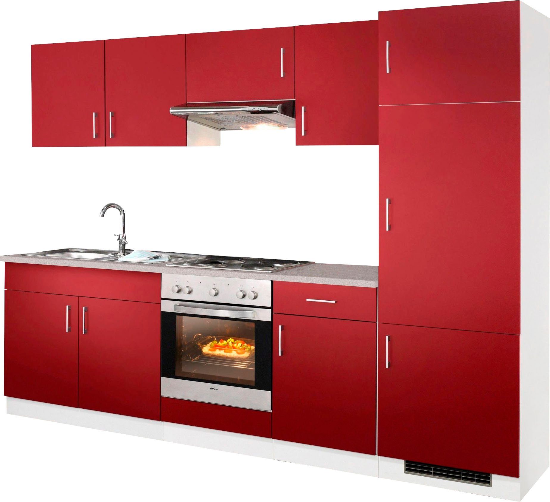 wiho Küchen Küchenzeile Valencia, mit E-Geräten, Breite 270 cm