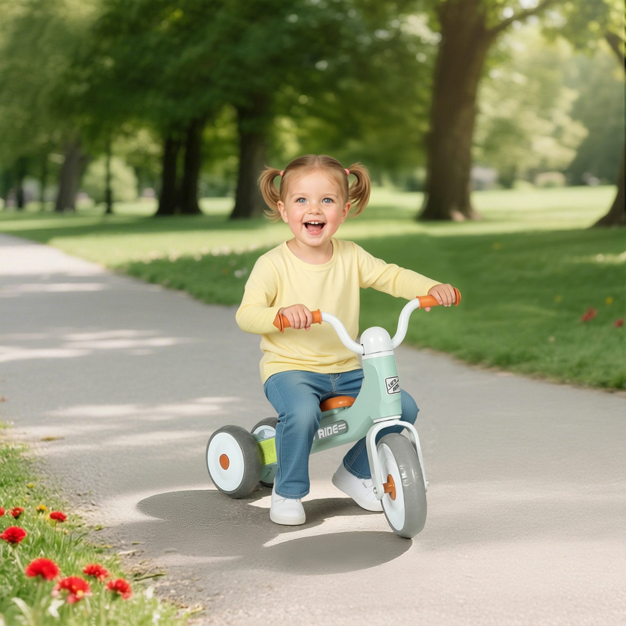 AIYAPLAY Laufrad Lauflernrad ab 1-3 Jahre, Balance Bike für Kleinkinder 21.5 Zoll, mit 3 geräuscharme Räder, Lenkerpolster, Lenker mit 30-Grad-Rotation – Bild 2 von 5