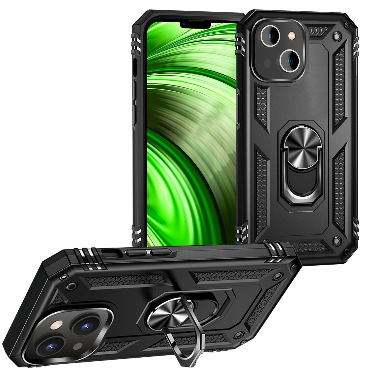Nalia Smartphone-Hülle Apple iPhone 14 Plus, Stoßfeste Military-Style Ring Hülle / Extrem Schützend / Outdoor Case
