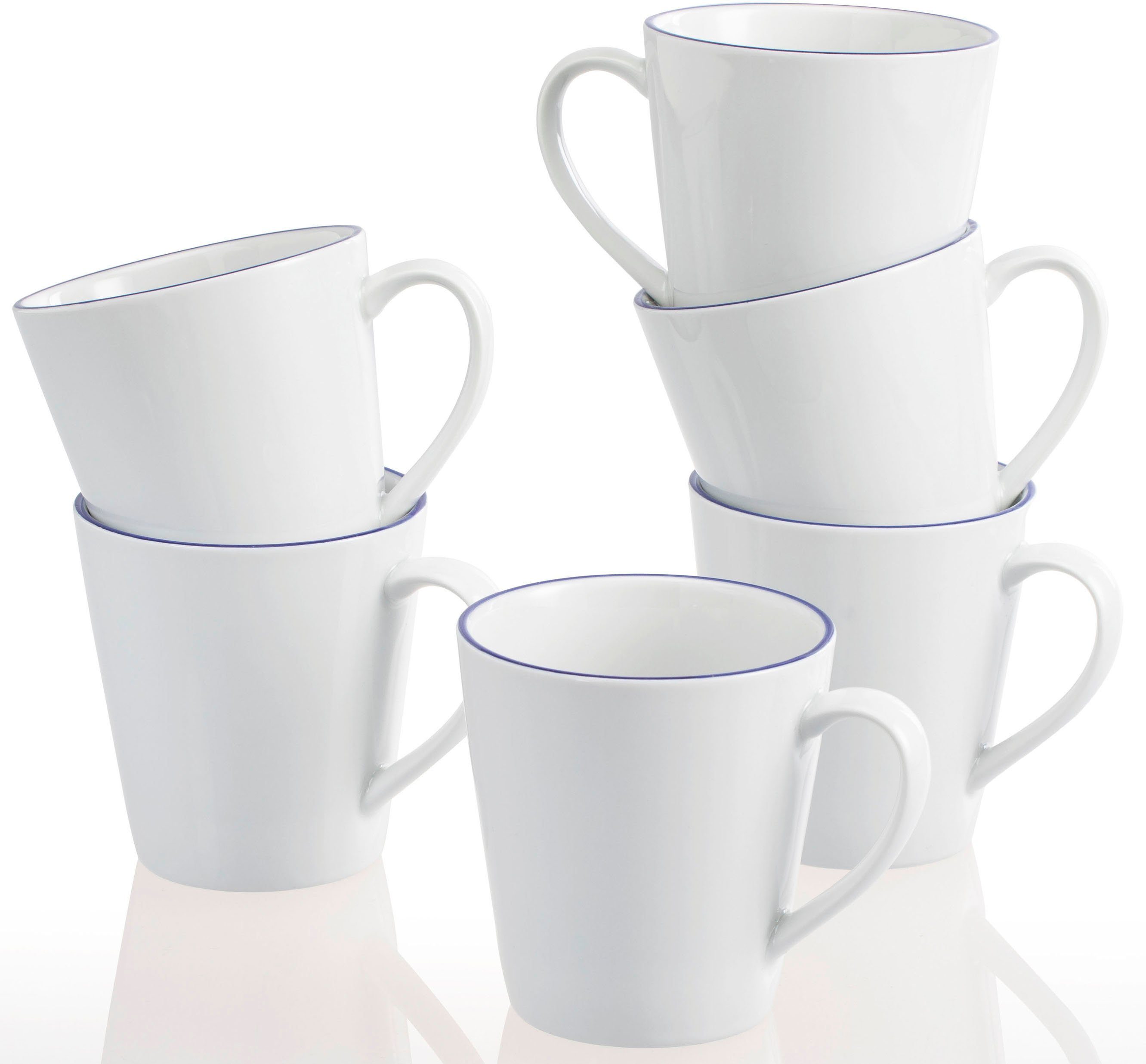 Retsch Arzberg Becher Heike Blaurand, 6-tlg., Porzellan, 6-teilig, Made in Germany