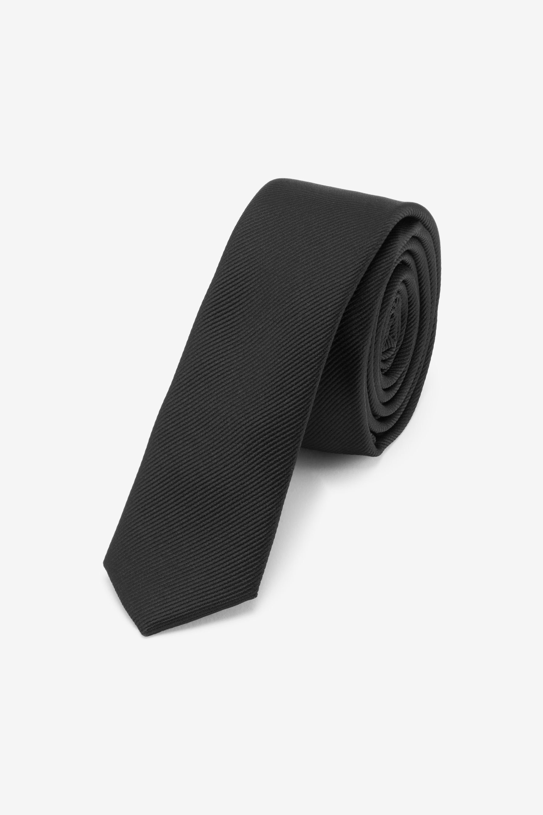 Polyester aus Black Next (1-St) Skinny-Twillkrawatte recyceltem Krawatte