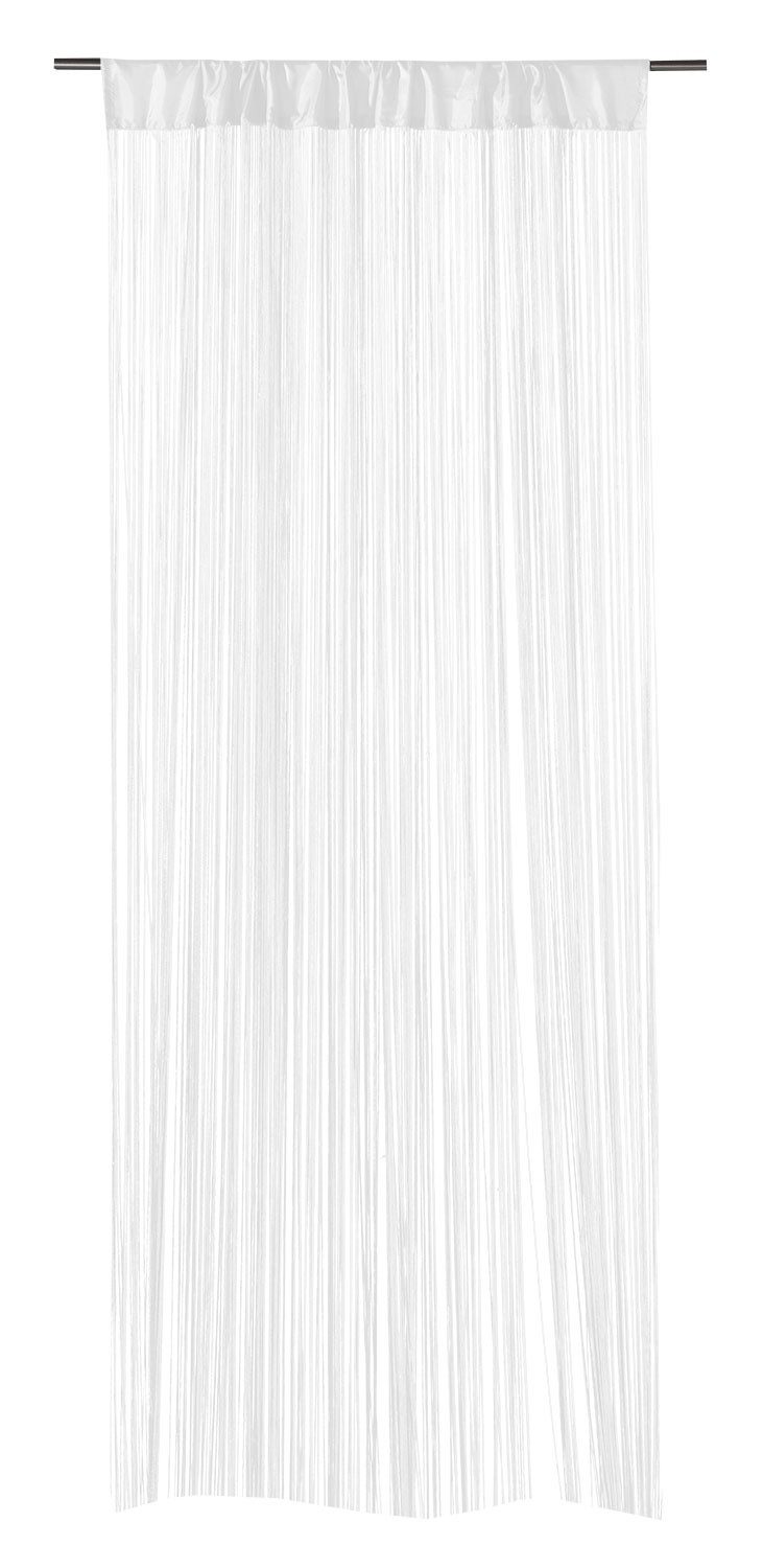 Gasper Fadenvorhang Türvorhang, Weiß, B 110 cm x H 250 cm, Einfarbig, Stangendurchzug, halbtransparent, Polyester