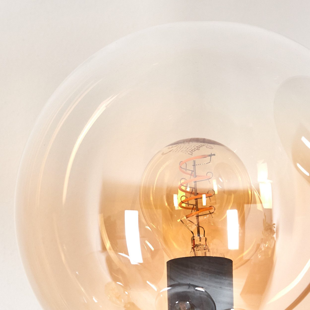 hofstein Stehlampe Stehlampe aus Metall/Glas in Schwarz/Bernstein/Rauch/Klar, ohne Leuchtmittel, Leuchte mit Glasschirmen(15cm), Schalter, 5xE14, ohne Leuchtmittel