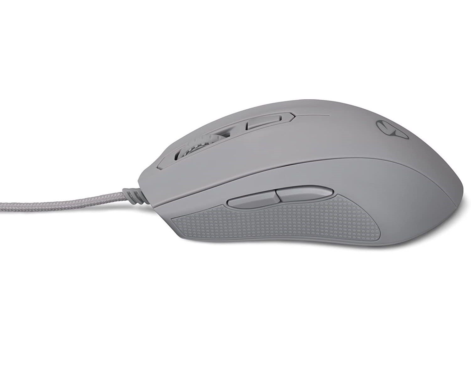 MIONIX Gaming + Artists Maus Castor Shark Optisch Mäuse (Fin Grau, Daumenknopf, LED-Leuchteffekte, ergonomisches Design)