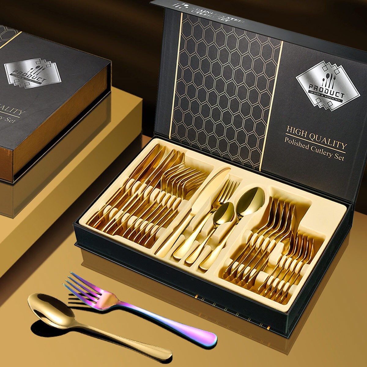 Faizee Home Besteck-Set Besteck-Set 24 tlg. Edelstahlbesteck für. 6 Personen Gift Box – Bild 4 von 4