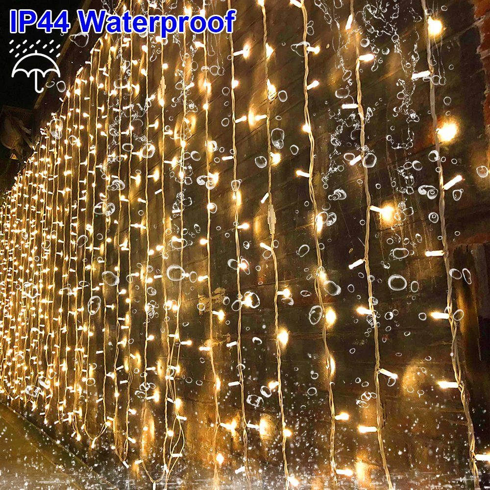 Rosnek Party LED-Lichterkette Deko mit 10M-100M, Weihnachten 8 Blau modi, Wasserdicht, Hochzeit, Für Speicherfunktion, Schlafzimmer 3M-Verlängerungskabel,