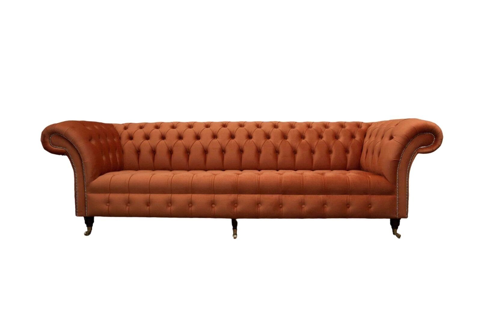 JVmoebel 4-Sitzer Britische Chesterfield Sitzer 100% 4 Polster Sofort Luxus Leder Sofa