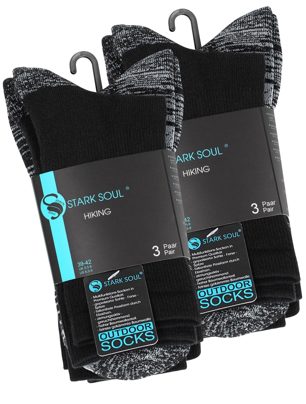 Stark Soul® Funktionssocken Multifunktionssocken, Outdoor.-& Trekkingsocken, Unisex mit Spezialpolsterung, 6 Paar