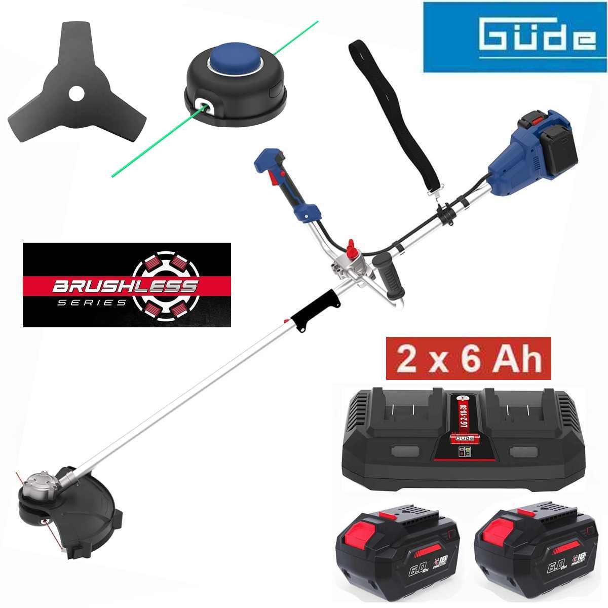 Güde Akku-Rasentrimmer 36V Akku-Freischneider FS 36-0 mit 2 x Akku 6.0 Ah / Doppelladegerät