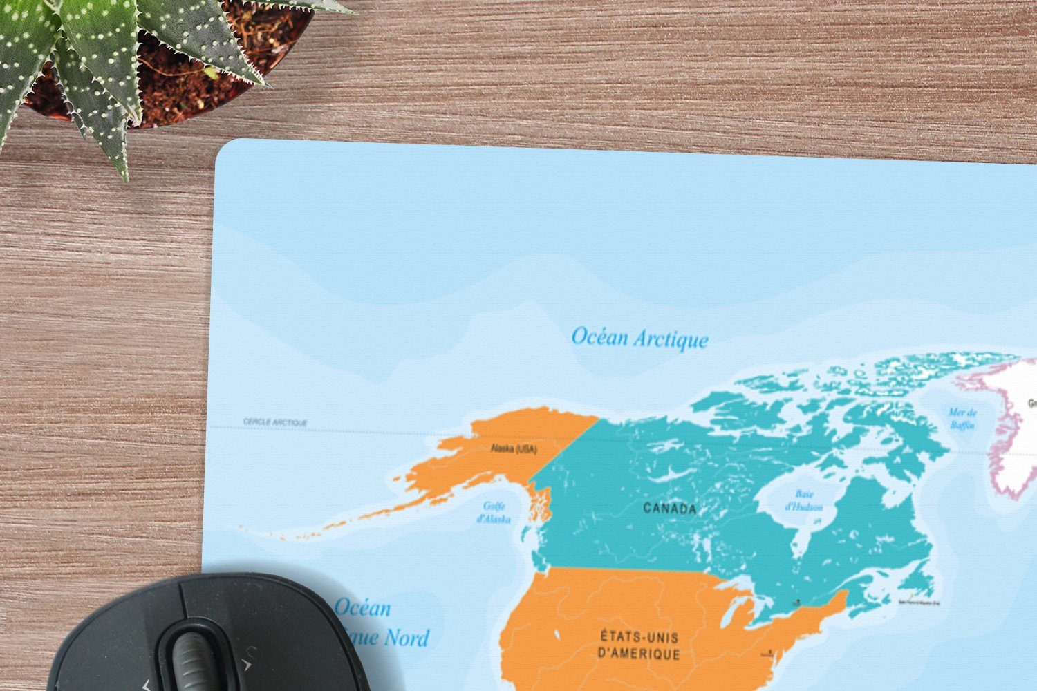 MuchoWow Mauspad Französische Weltkarte - Farben - Einfach (1-St), Mousepad XXL für Tastatur und Maus, Gaming Setup, Desk Mat, 120x80 cm