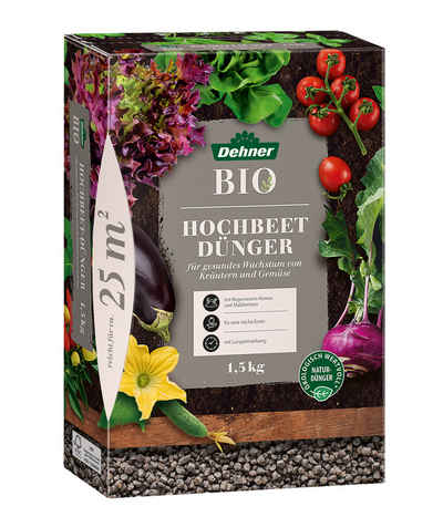 Dehner Gartendünger Bio Hochbeetdünger, hochwertiger Spezialdünger, 1.5 kg für ca 25 qm, Langzeitwirkung, schonende Nährstoffversorgung