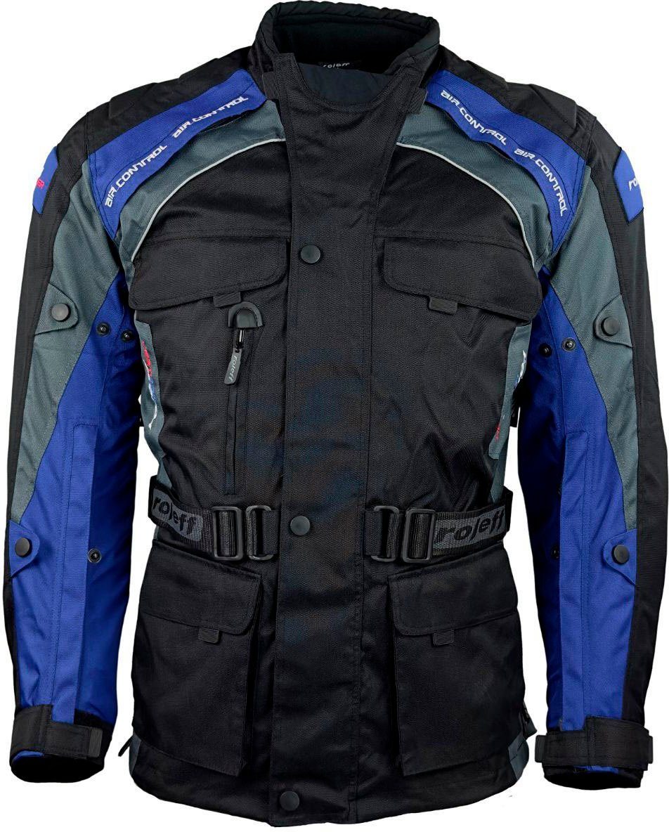 roleff Motorradjacke Liverpool RO Unisex, Mit Sicherheitsstreifen, 4 Taschen schwarz-blau