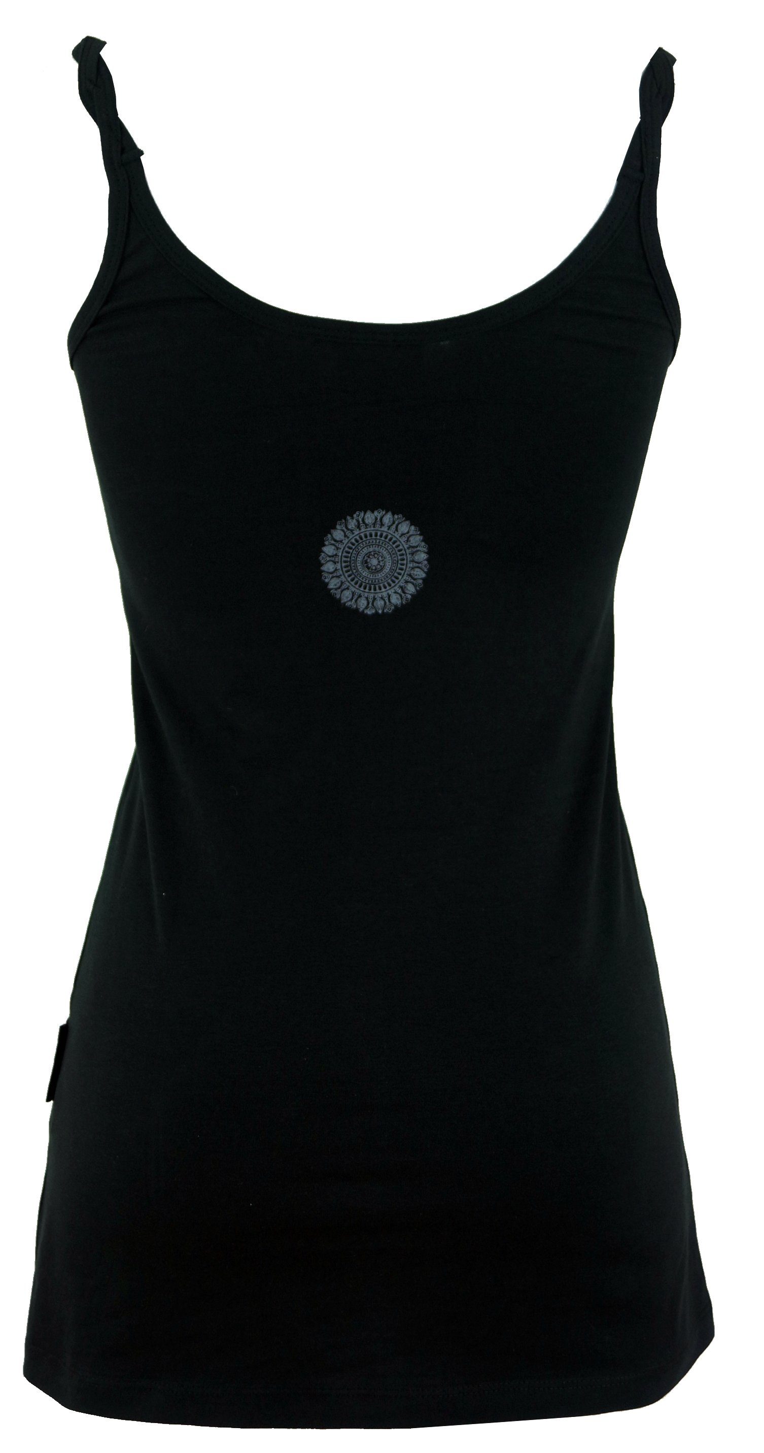 Guru-Shop T-Shirt Yoga-Top aus Bio-Baumwolle OM - schwarz Festival, Ethno S günstig online kaufen