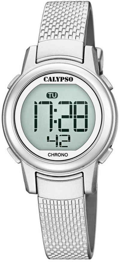CALYPSO WATCHES Chronograph Digital Crush, K5736/1, Armbanduhr, Quarzuhr, Damenuhr, Digitalanzeige, Datum, Stoppfunktion