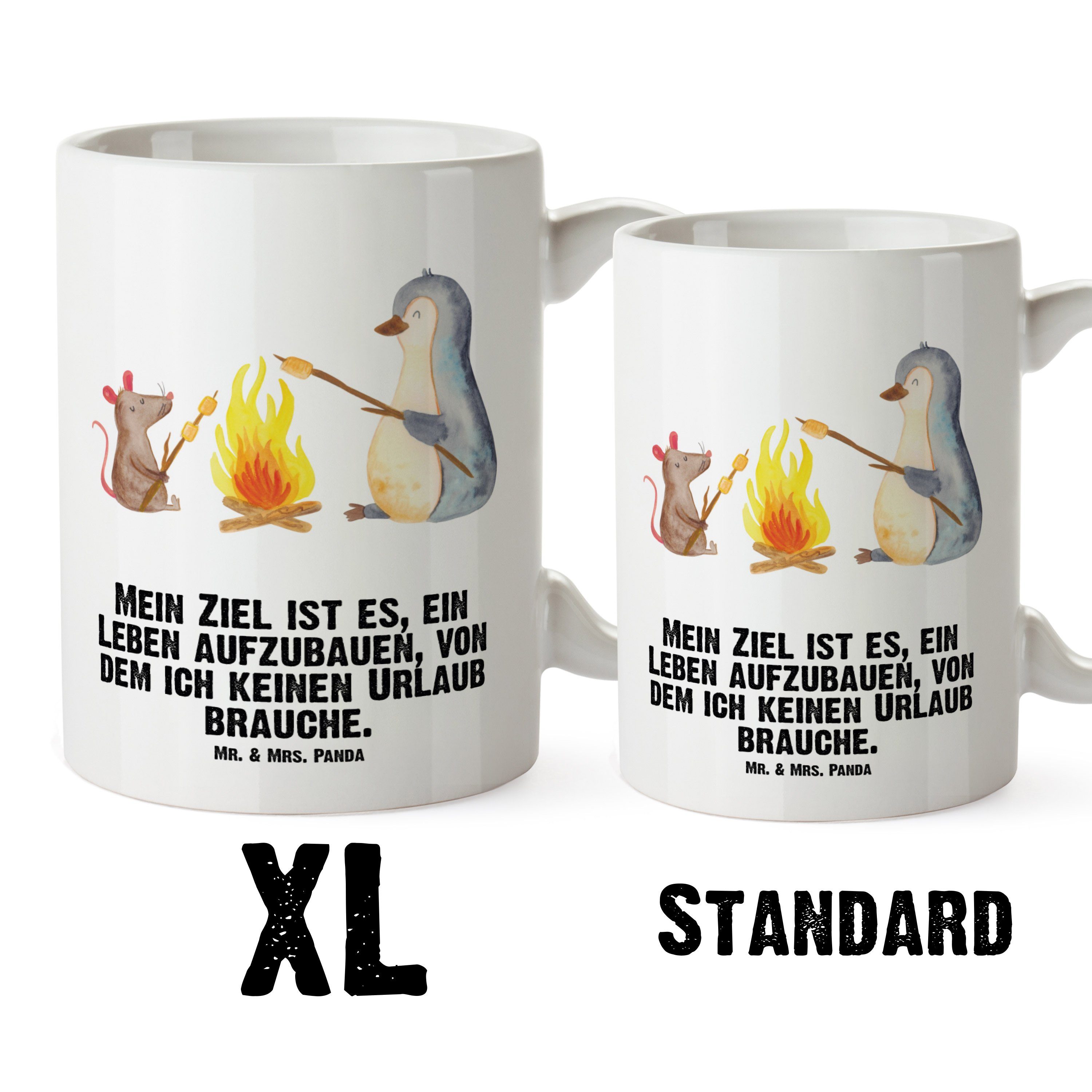 Mr. Grosse XL Tasse Geschenk, Panda Pinguin - Mrs. Kaffeetasse, Lagerfeuer - Becher, Tasse XL & Keramik Weiß