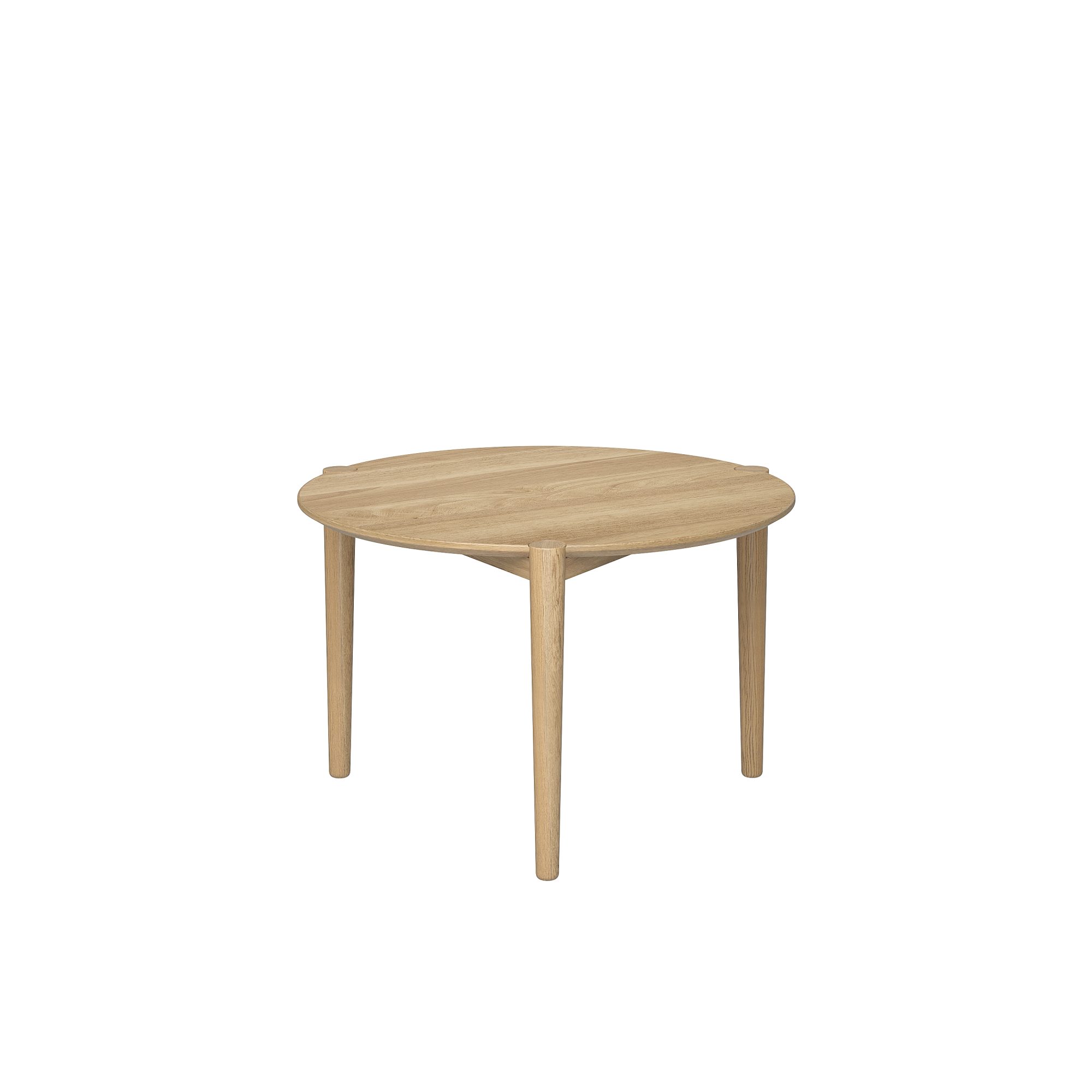 skølm Couchtisch Åsarna aus Eiche Massivholz (55 cm, geölt & lackiert), natur, bis 10kg belastbar, Beistelltisch rund, Sofatisch mit 3 Beinen