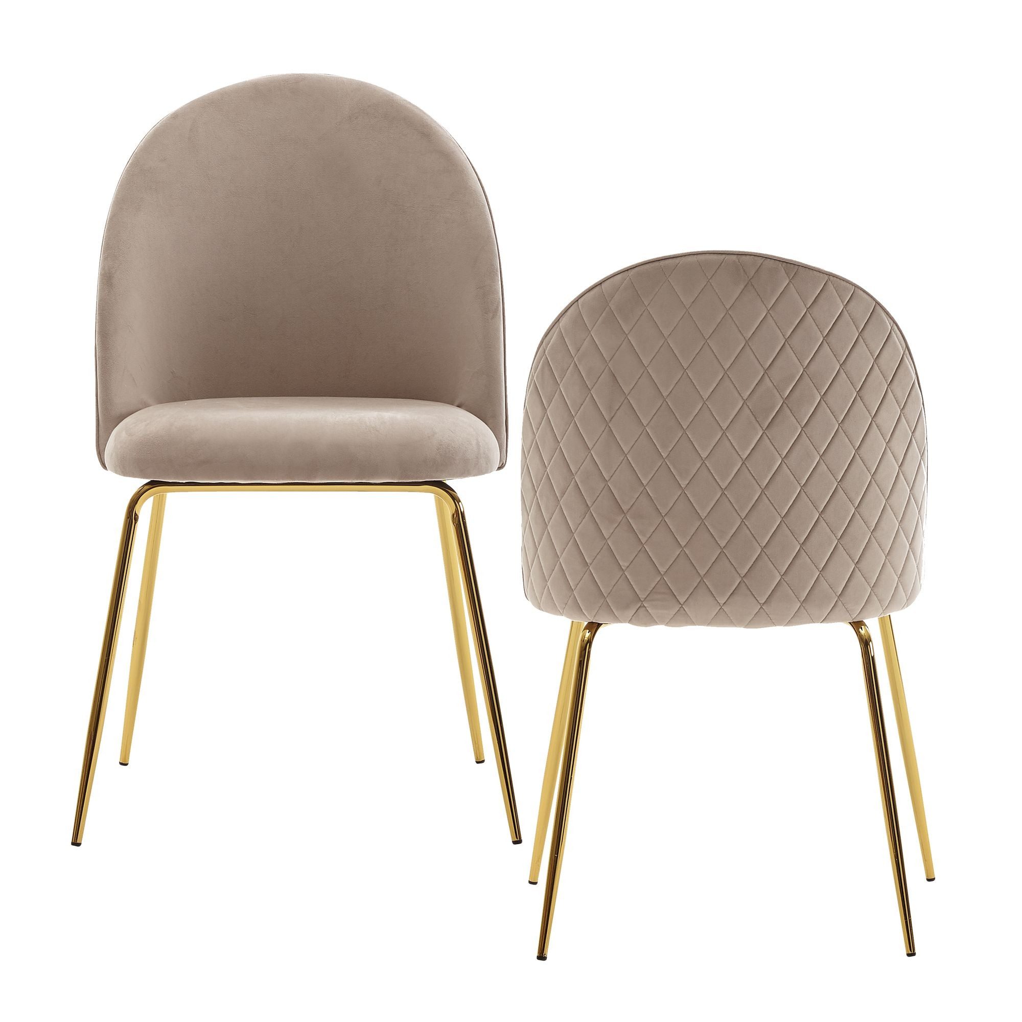freiraum Esszimmerstuhl WL6.402, (2er-Set) in Beige / gold, Samt - 53x87x50cm (BxHxT)