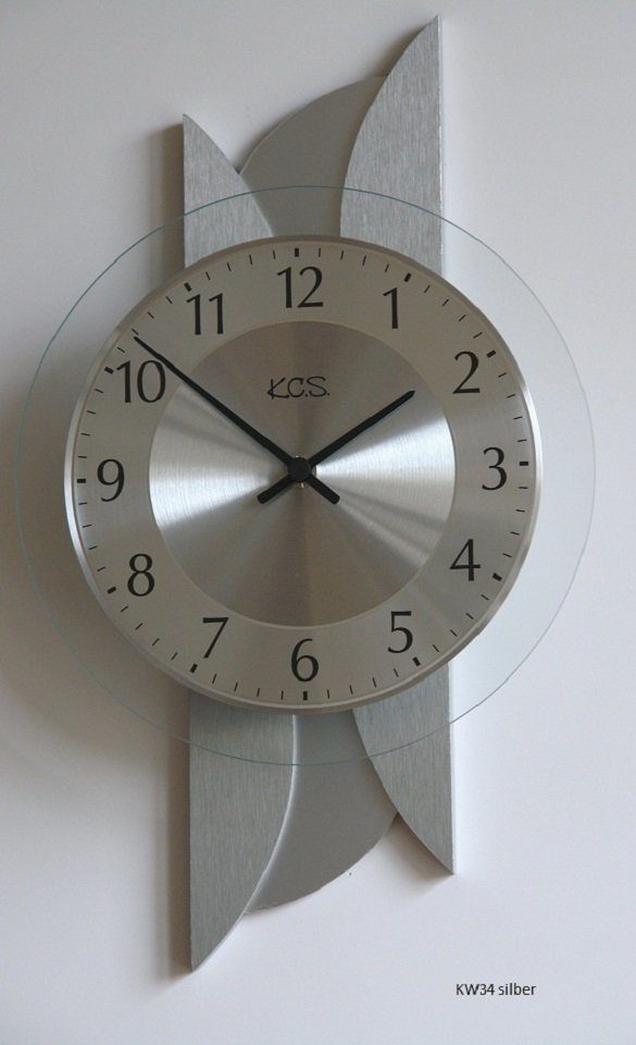 Wanduhr Quarz Wanduhr "Bruno" aus MDF und Metall, 23 x 40 cm, Silber