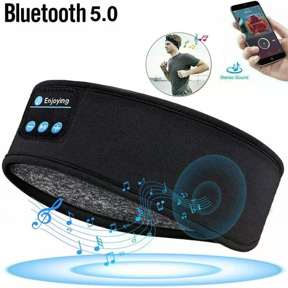 Stelby Bluetooth Schlafmaske mit Kopfhörern – Schlafband mit Musik Blau Bluetooth-Kopfhörer (Nein, Bluetooth, Bluetooth-Schlafkopfhörer-Stirnband, weich, waschbar, bequem)