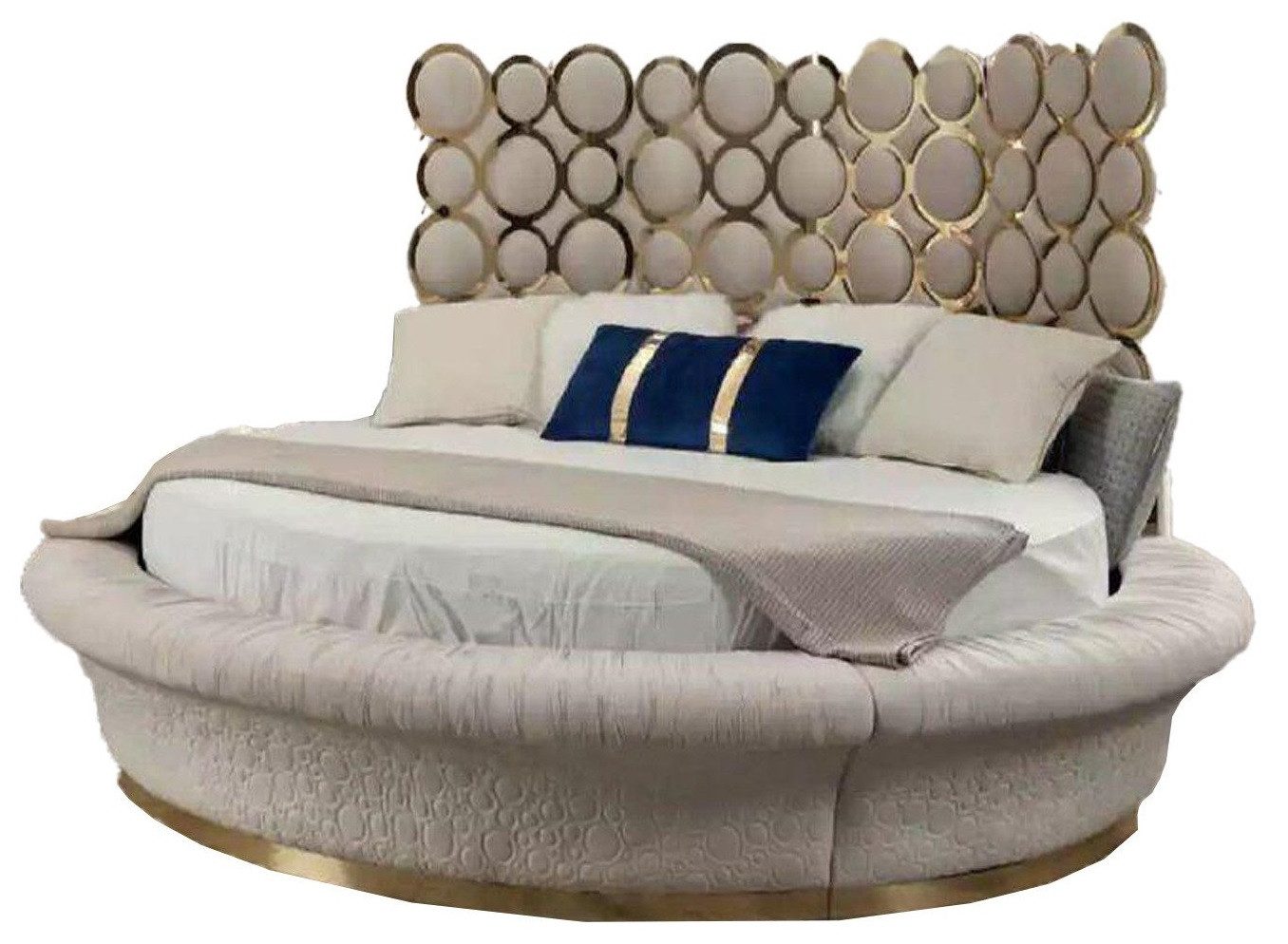 JVmoebel Rundbett Rundes Bett Rund Design Betten Leder Doppel Luxus Hotel Schlaf Zimmer (1-tlg., Bett), Made in Europa