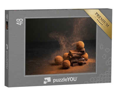puzzleYOU Puzzle Schokoladentrüffel im Kakaopulver-Staub, 48 Puzzleteile, puzzleYOU-Kollektionen Schokolade