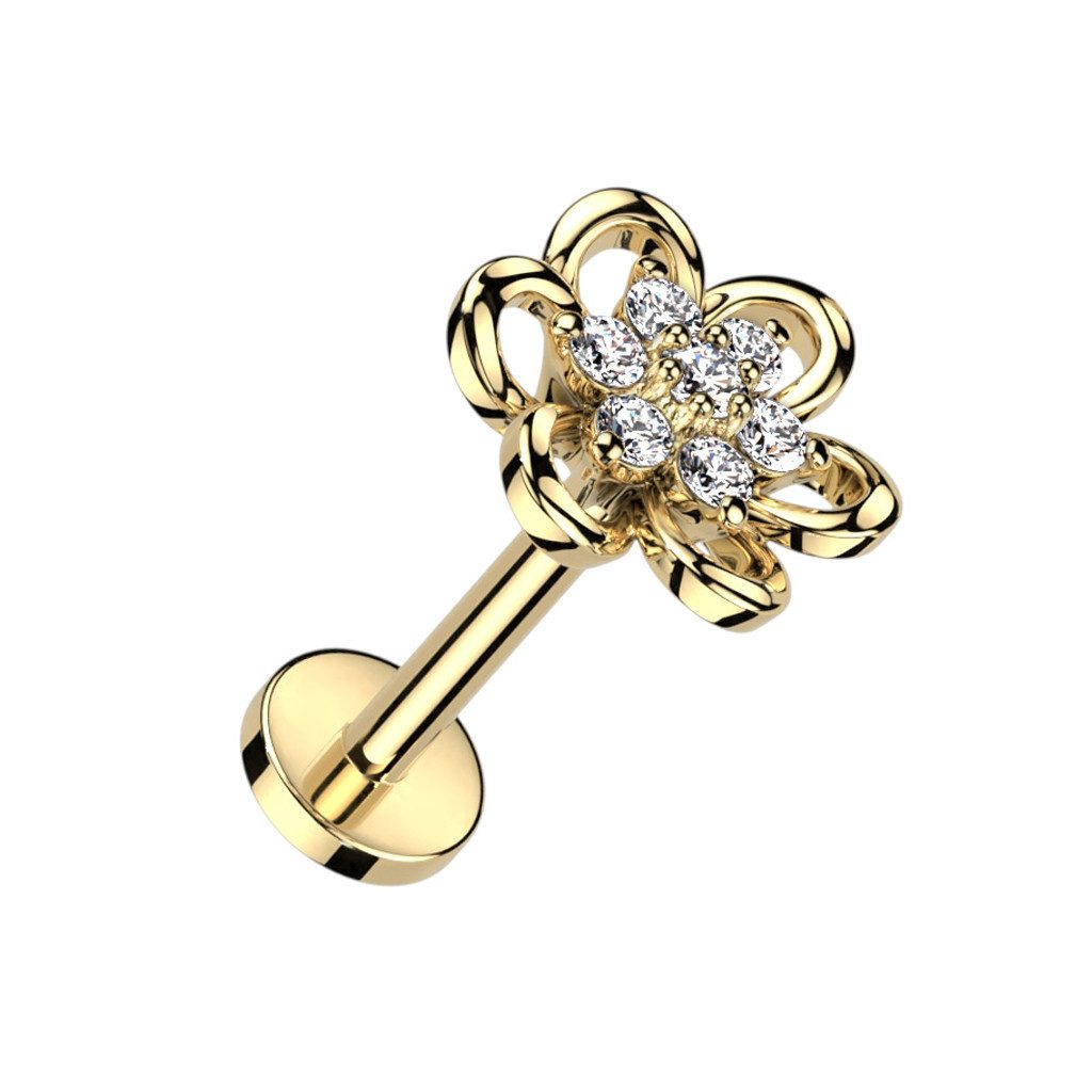 Taffstyle Piercing-Set Tragus Knorpel Labret Piercing Kristall Blume Flach günstig online kaufen