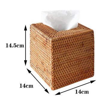 Lubgitsr Aufbewahrungsbox Kosmetiktücher Box aus Rattan Taschentücherbox Natur für Zuhause