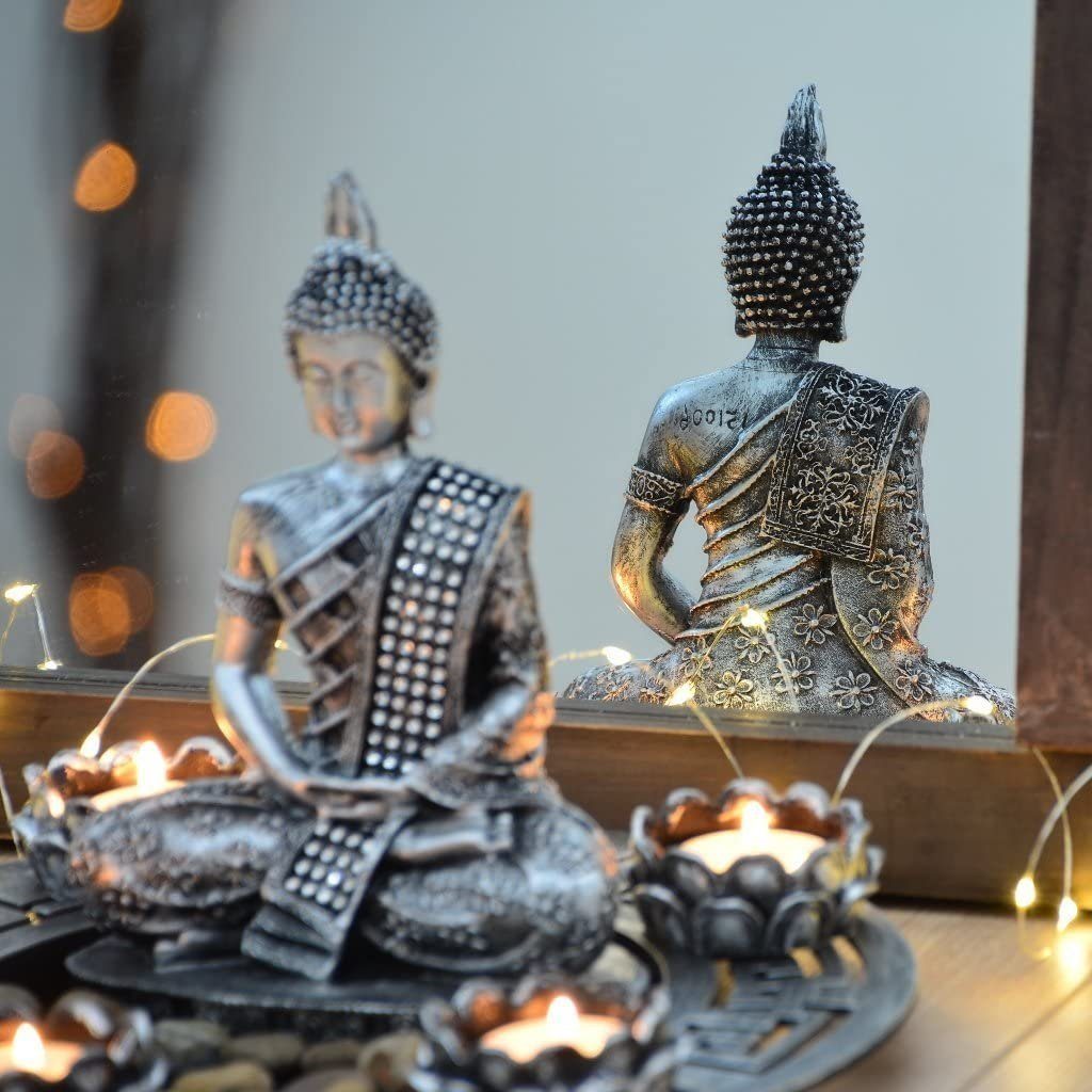 und Teelichthaltern mit Figur Buddha Dekoteller INtrenDU Buddhafigur Dekosteinen