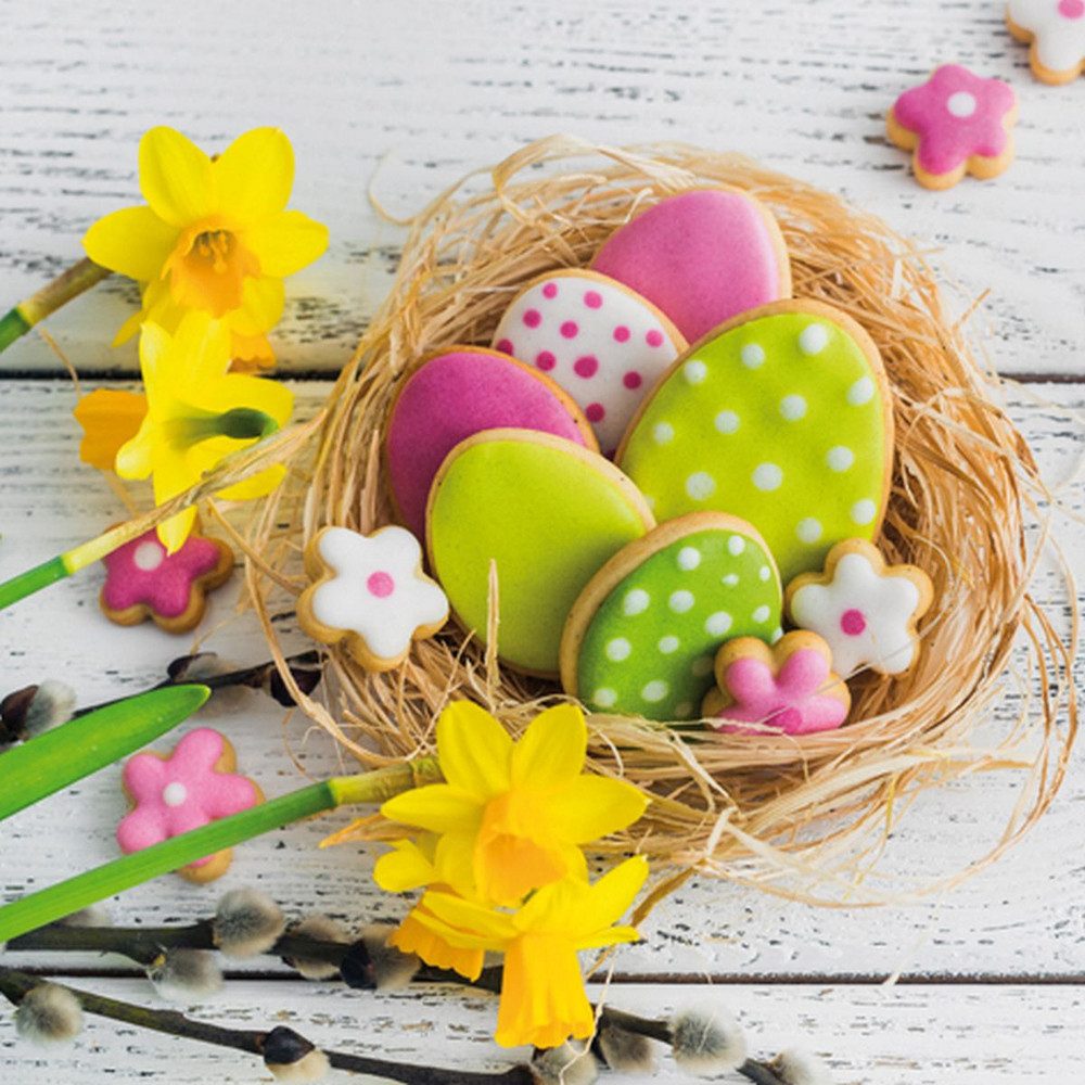 Jet Papier GmbH Stoffserviette Servietten - Ostern - Osterkekse - ca. 33 x 33 cm - 20 Stück