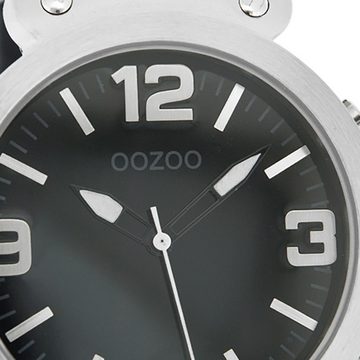 OOZOO Quarzuhr Oozoo Unisex Armbanduhr Vintage Series, (Analoguhr), Damen, Herrenuhr rund, groß (ca. 40mm) Lederarmband schwarz