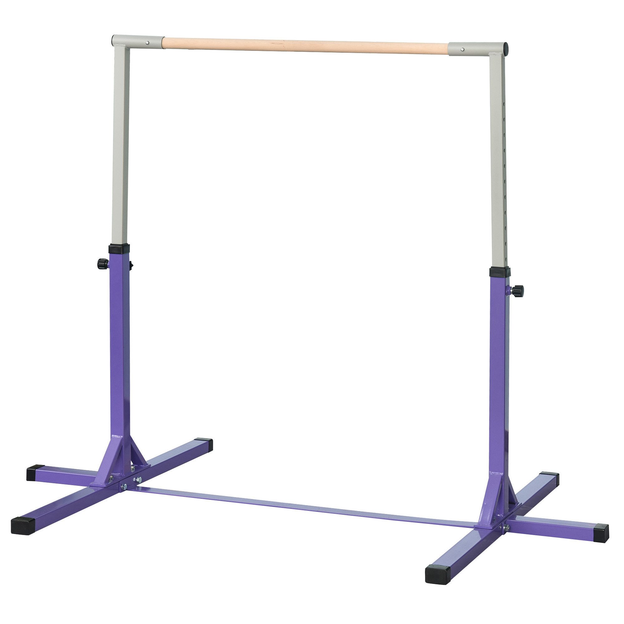 HOMCOM Turnreck Gymnastik 13-stufig höhenverstellbar Reckstange, (Turnstange aus Holz, 1-St., Reck), für 3+ Kinder, Indoor, Outdoor, Violett