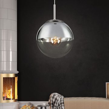 etc-shop Kugelleuchte, Leuchtmittel inklusive, Warmweiß, Design Decken Hänge Lampe chrom Wohn Zimmer Filament Glas