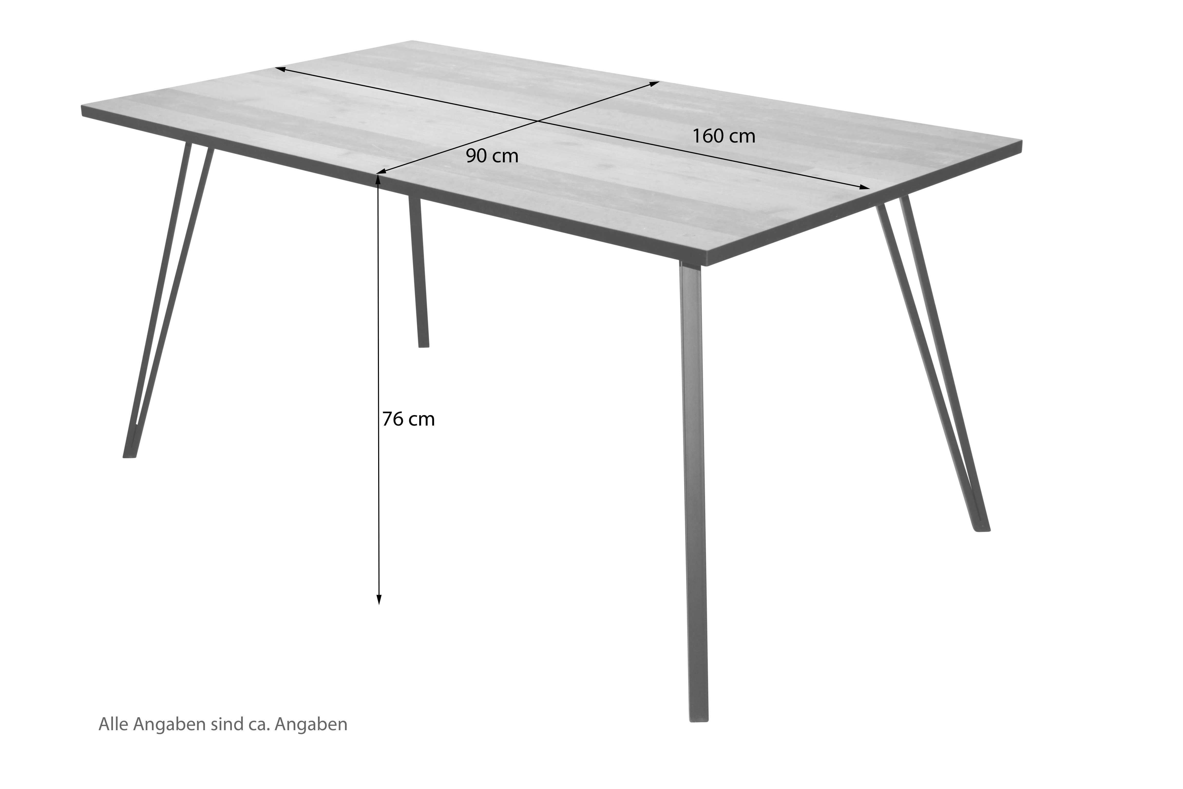 cm) 160x90 Esstisch (Tischgröße Lyon moebel-direkt-online oldwood/schwarz