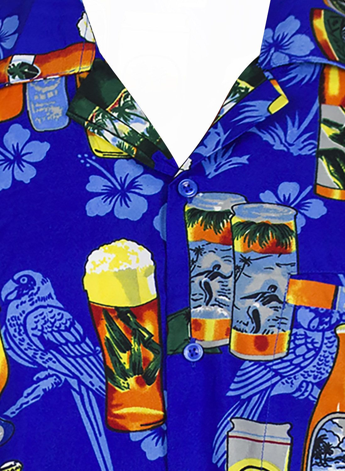 King Kameha Hawaiihemd "Beerbottle" Funky Hawaii-Hemd Herren Kurzarm Front-Tasche Stylish