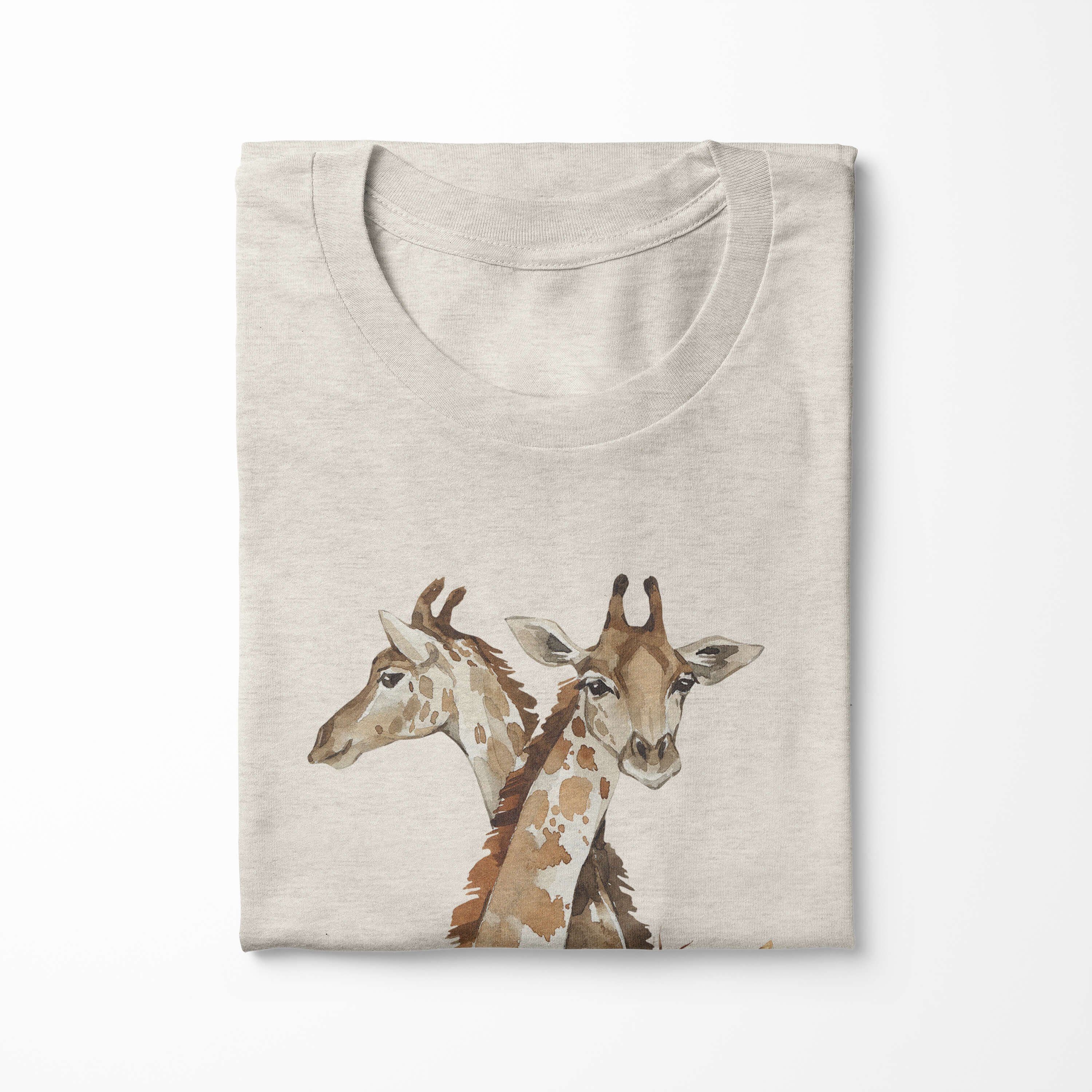 ern Nachhaltig Motiv Ökomode aus (1-tlg) gekämmte Bio-Baumwolle T-Shirt Art Giraffen Sinus Shirt 100% T-Shirt Herren Aquarell