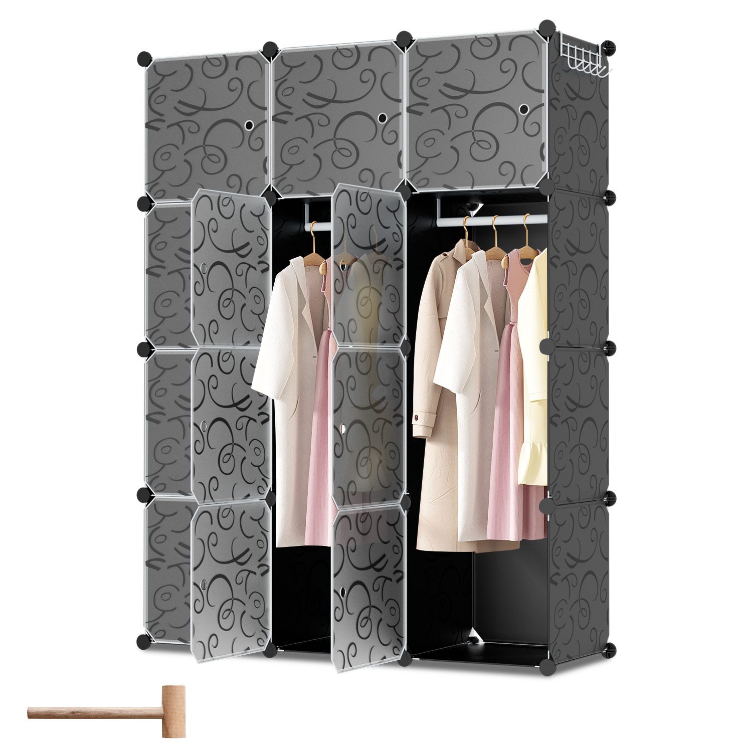 Clanmacy Kleiderschrank DIY 12/16 Würfel Steckregal günstig online kaufen