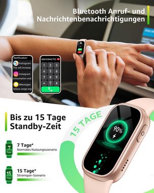 Asmoda Fitness-Tracking und Benachrichtigungen Smartwatch (1,47 Zoll, Android, iOS), mit Herzfrequenzmonitor Schlafmonitor Schrittzahler, Sportuhr, IP68