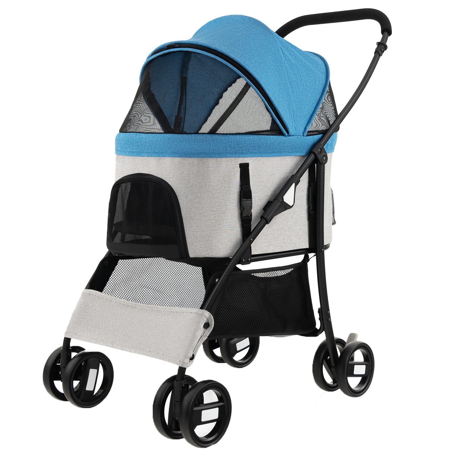 COSTWAY Hundebuggy Hundewagen, mit verstellbarem Vordach, 88 x 48 x 98cm