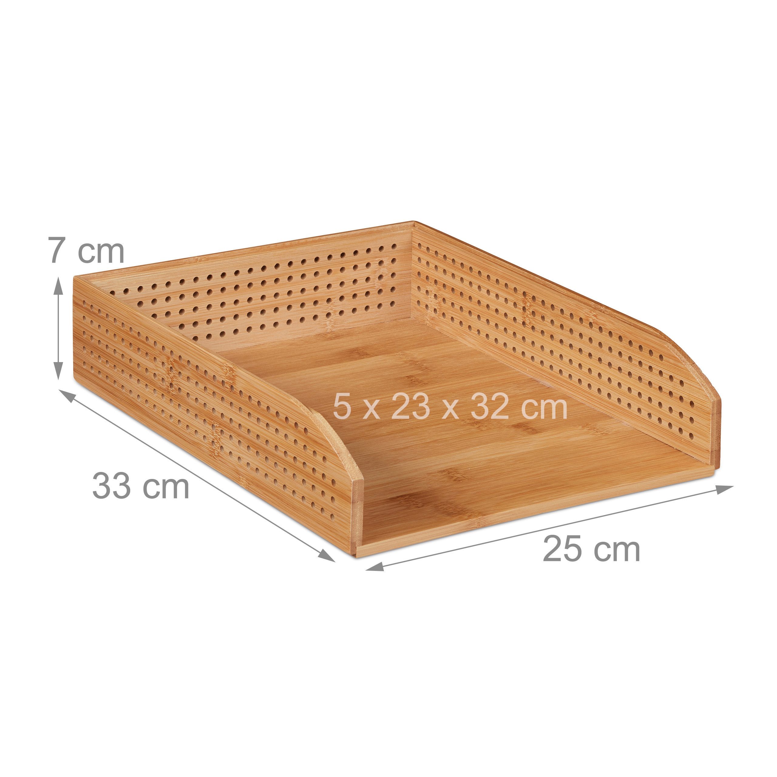 relaxdays Briefablage 10 x Dokumentenablage Bambus perforiert