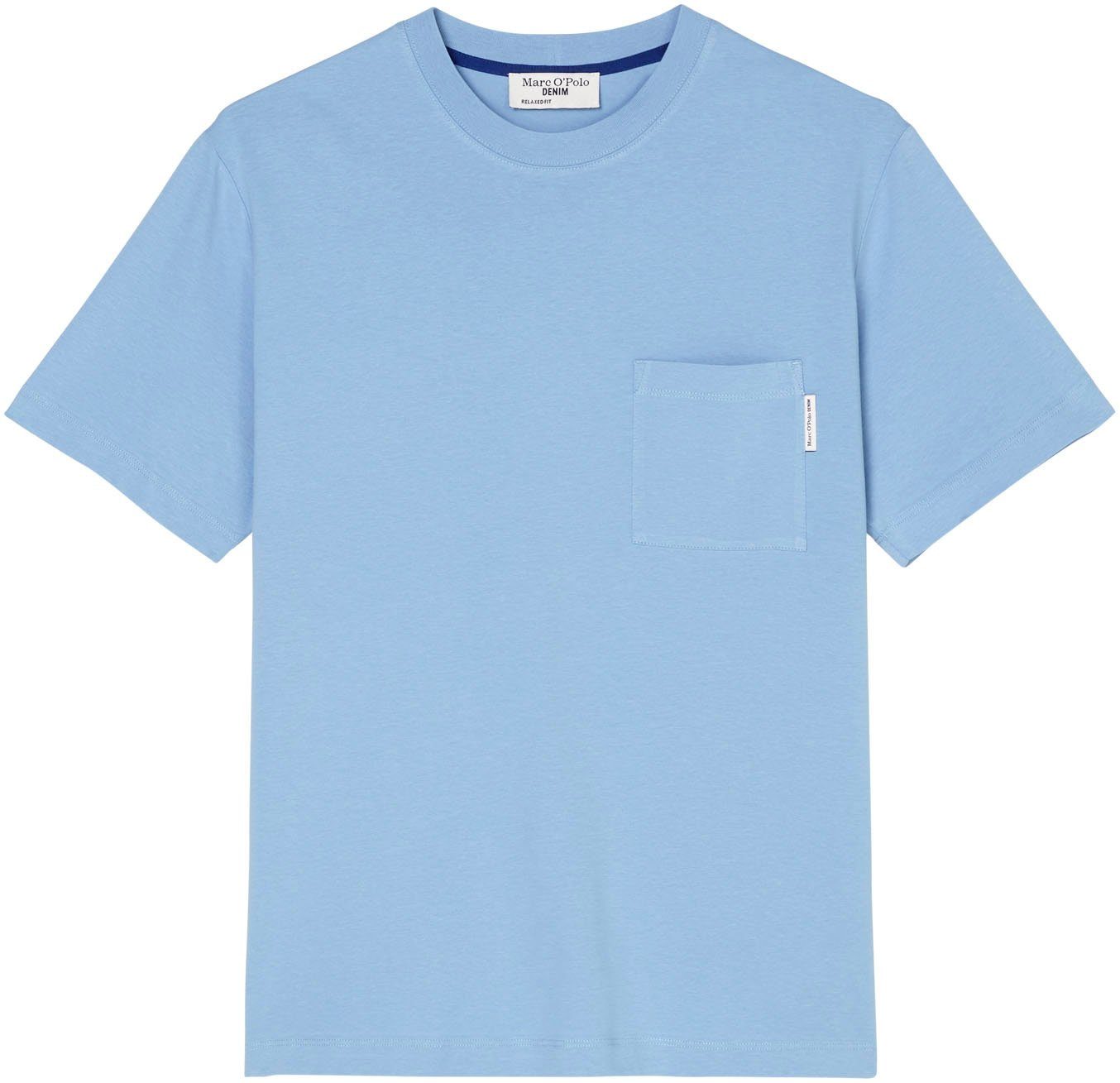 Marc O'Polo Brusttasche mit DENIM hellblau aufgesetzter T-Shirt