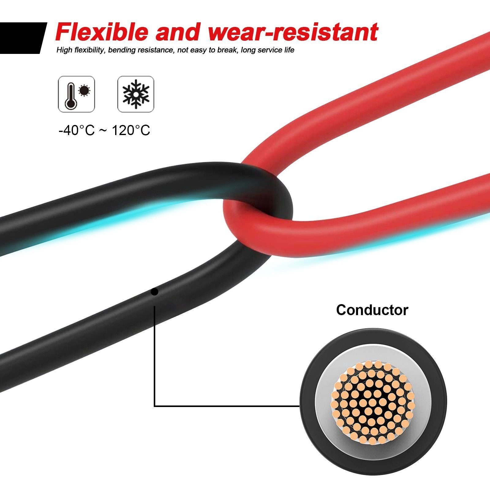 GLIESE 6mm² Rot+Schwarz Solarkabel, PV Verlängerungskabel 1000V DC 1m bis 10m Solarkabel, (300 cm), Plug & Play, Kabellänge (wählbar): 1 m / 2 m / 3 m / 5 m / 10 m